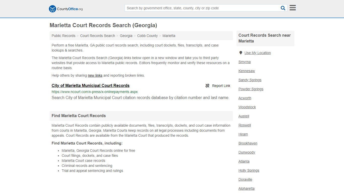 Marietta Court Records Search (Georgia) - County Office